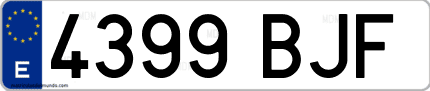 Ejemplo de matrícula de coche ordinaria 4399 BJF