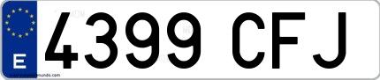 Ejemplo de matrícula española 4399 CFJ