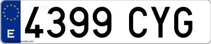 Ejemplo de matrícula española 4399 CYG