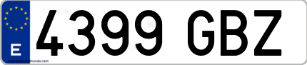 Ejemplo de matrícula de coche ordinaria 4399 GBZ