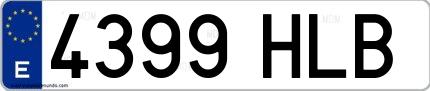 Ejemplo de matrícula española 4399 HLB