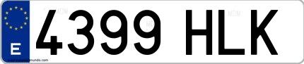 Ejemplo de matrícula española 4399 HLK