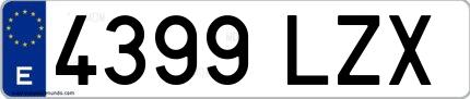 Ejemplo de matrícula española 4399 LZX
