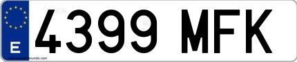 Ejemplo de matrícula española 4399 MFK