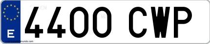 Ejemplo de matrícula española 4400 CWP
