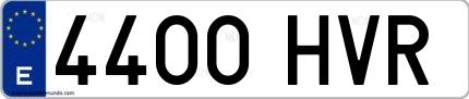 Ejemplo de matrícula española 4400 HVR