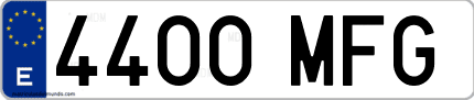 Ejemplo de matrícula de coche ordinaria 4400 MFG