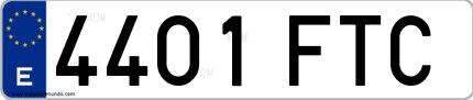 Ejemplo de matrícula española 4401 FTC