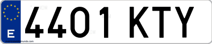 Ejemplo de matrícula de coche ordinaria 4401 KTY
