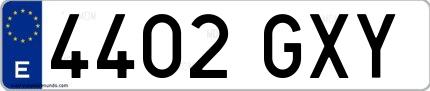 Ejemplo de matrícula española 4402 GXY