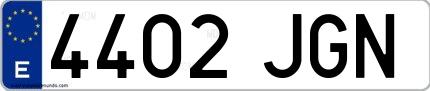 Ejemplo de matrícula española 4402 JGN