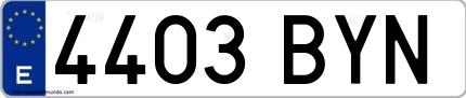 Ejemplo de matrícula española 4403 BYN