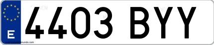Ejemplo de matrícula española 4403 BYY