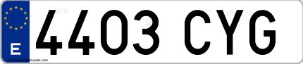 Ejemplo de matrícula de coche ordinaria 4403 CYG