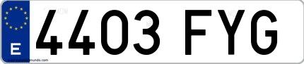 Ejemplo de matrícula española 4403 FYG