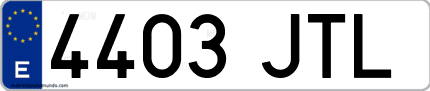Ejemplo de matrícula de coche ordinaria 4403 JTL