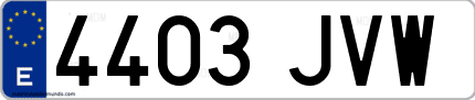 Ejemplo de matrícula de coche ordinaria 4403 JVW