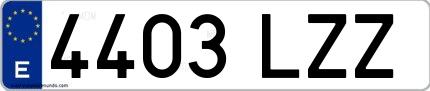 Ejemplo de matrícula española 4403 LZZ