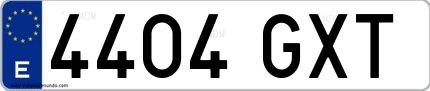 Ejemplo de matrícula española 4404 GXT