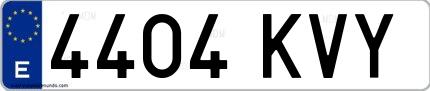 Ejemplo de matrícula española 4404 KVY