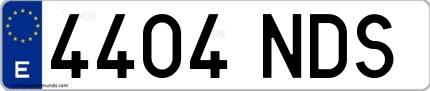 Ejemplo de matrícula española 4404 NDS