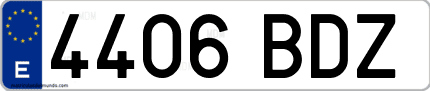 Ejemplo de matrícula de coche ordinaria 4406 BDZ