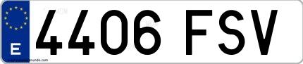 Ejemplo de matrícula española 4406 FSV