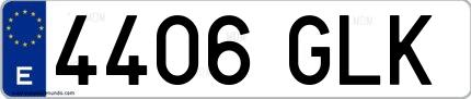 Ejemplo de matrícula española 4406 GLK