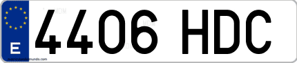 Ejemplo de matrícula de coche ordinaria 4406 HDC