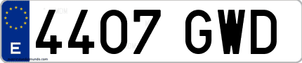 Ejemplo de matrícula de coche ordinaria 4407 GWD