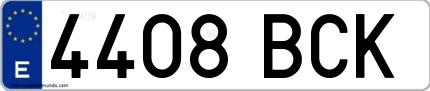 Ejemplo de matrícula española 4408 BCK