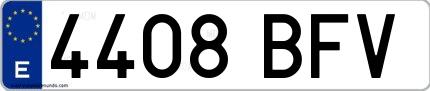 Ejemplo de matrícula española 4408 BFV