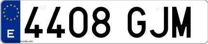 Ejemplo de matrícula española 4408 GJM
