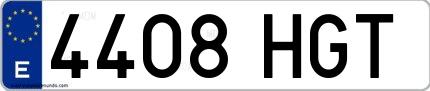 Ejemplo de matrícula española 4408 HGT