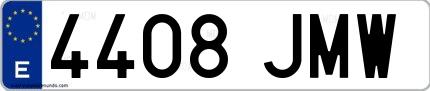 Ejemplo de matrícula española 4408 JMW