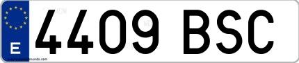 Ejemplo de matrícula española 4409 BSC