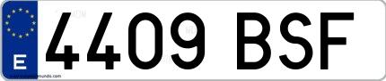 Ejemplo de matrícula española 4409 BSF