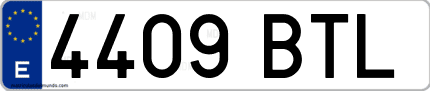 Ejemplo de matrícula de coche ordinaria 4409 BTL