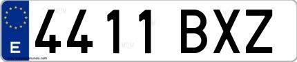 Ejemplo de matrícula española 4411 BXZ