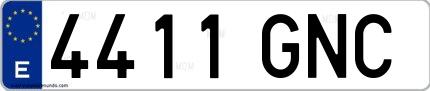 Ejemplo de matrícula española 4411 GNC
