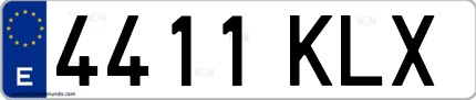 Ejemplo de matrícula de coche ordinaria 4411 KLX