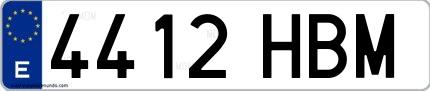 Ejemplo de matrícula española 4412 HBM