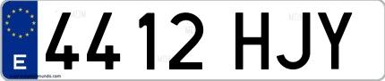 Ejemplo de matrícula española 4412 HJY