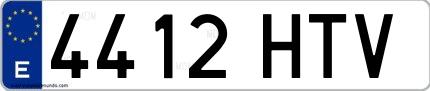 Ejemplo de matrícula española 4412 HTV