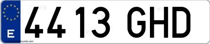 Ejemplo de matrícula española 4413 GHD