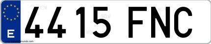 Ejemplo de matrícula española 4415 FNC