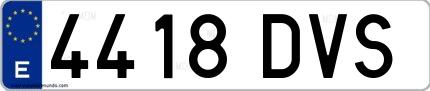 Ejemplo de matrícula española 4418 DVS