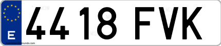 Ejemplo de matrícula de coche ordinaria 4418 FVK