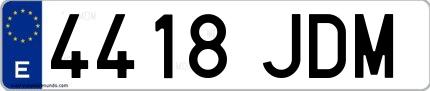 Ejemplo de matrícula española 4418 JDM