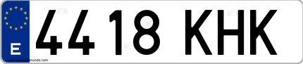 Ejemplo de matrícula española 4418 KHK